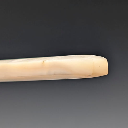 約 1875 年英國古董白色珍珠母手柄甜點餐具,6 對,帶托盤